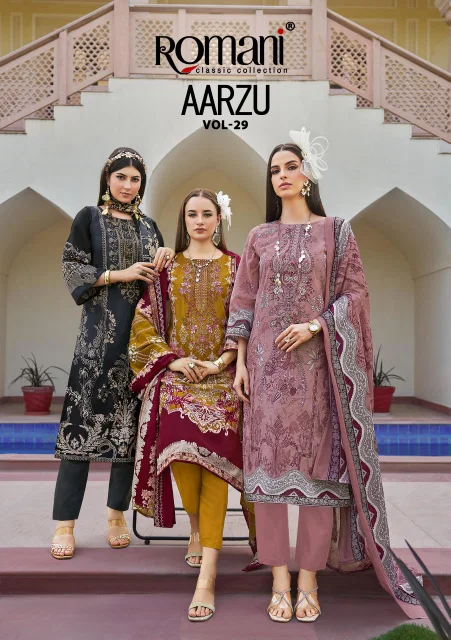 Aarzu Vol 29 By Romani Cotton Printed Dress Material Suppliers In India
